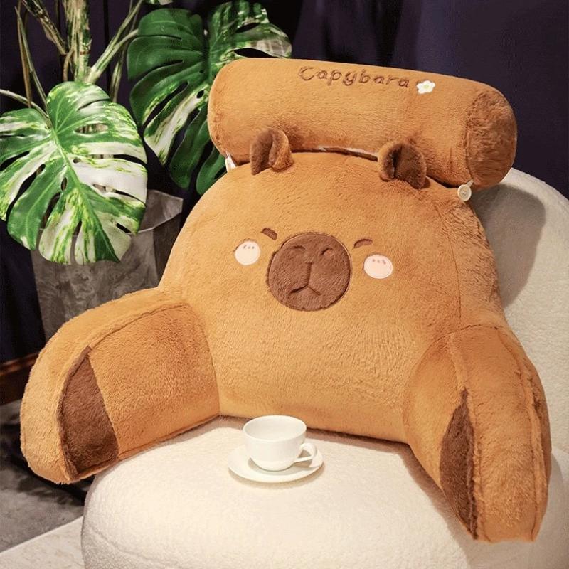 Plush Fur Brown Cartoon Seat Cushion Pillow Office Chairs Protect Waist Cushion Home Living Room Sofa Pillow Decoration