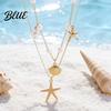 Layered Necklace Double Layer Shell Pendant Lightweight Hypoallergenic Women Faux
