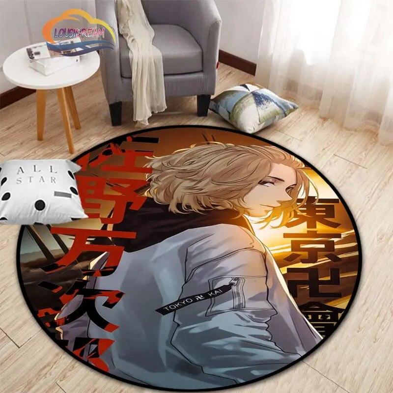 Anime Tokyo Revengers Kulatý koberec kreslený prostor Koberec do obývacího pokoje Kuchyně Jídelna Dětské koberce Podložka na jógu