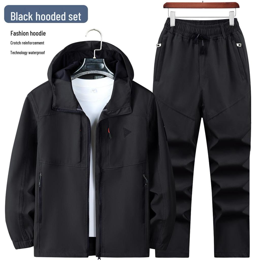 Men's Durable Camouflage Workwear Set - Hooded Outdoor Climbing Suit for Spring & Autumn