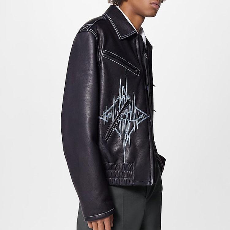 Louis Vuitton FW22 Leather Jacket Coat Men's Black 1AAVCA