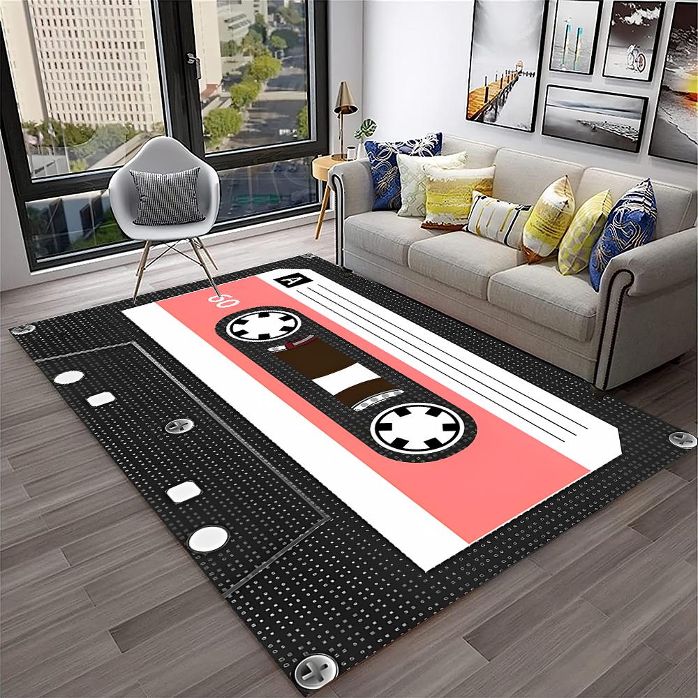 3D Music Cassette Tape Retro Pattern Carpet Rug for Home Living Room Bedroom Sofa Doormat Decor,kids Area Rug Non-slip Floor Mat