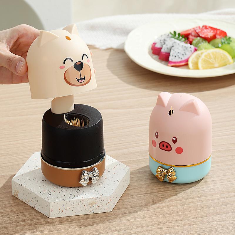 Tierfamilie Cartoon Zahnstocherhalter - Kreativer automatischer Pop-Up für den Esstisch