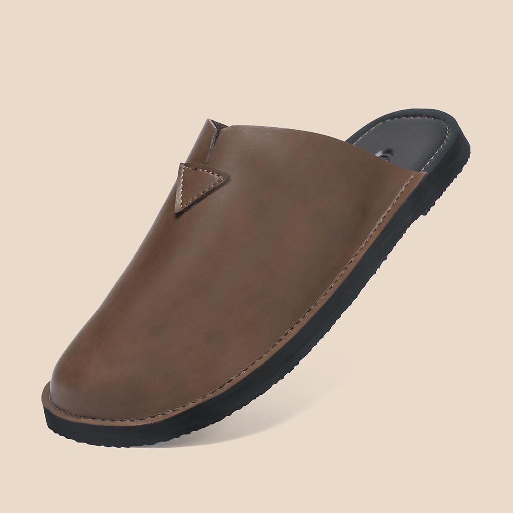 All-match Men's Muller Shoes 2025 New Slip on Casual Shoes Summer Men's Sandals Outdoor Beach Leather Slippers Open-toe Flats