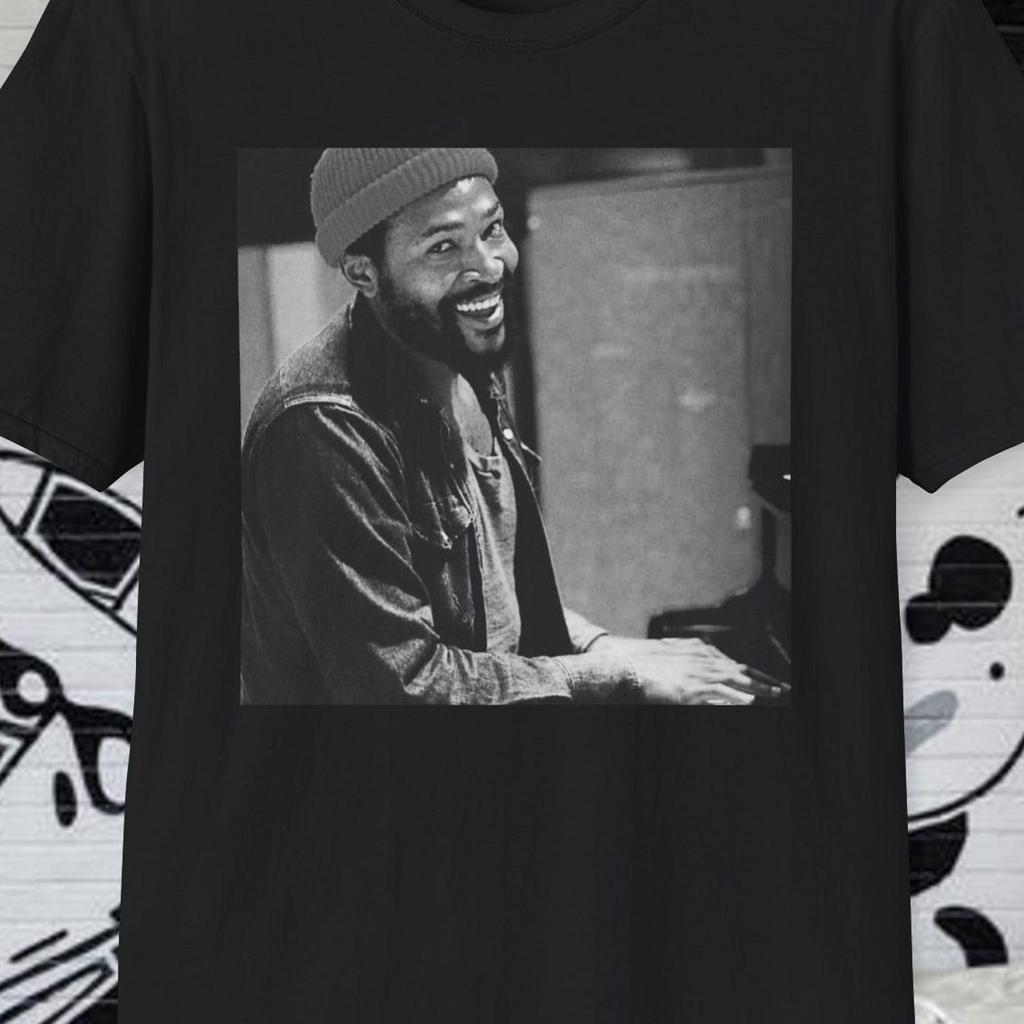 Marvin Gaye Shirt, Rare Smiling Piano, What's Going On? Mercy Mercy Me, Photo, Stevie Wonder, black history month, juneteenth, parliament