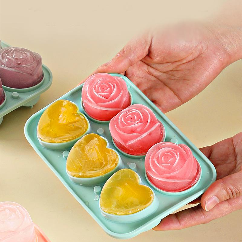 Food-Grade Silicone Rose Heart Ice Cube Mold for Whiskey