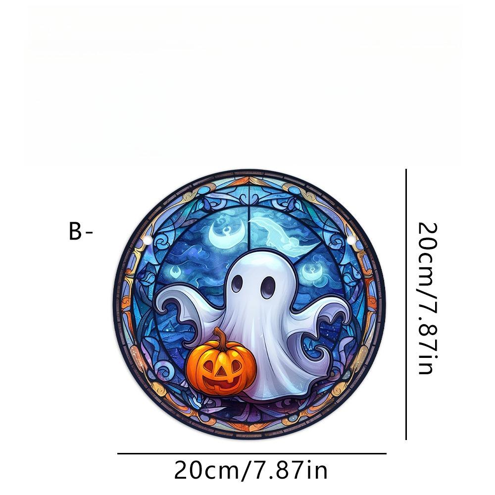 Halloween Ghost Sun Catcher - Circular Acrylic Sign, Acrylic Desktop Ornament, Wall Decor Art, Four Seasons Decoration, Novelty Home Decor
