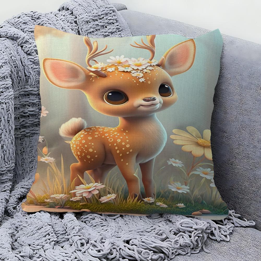 Cartoon Cute Deer Jungle Pillowcases Home Bedding Decorative Pillow Cover Wedding Super Soft Pillow Case