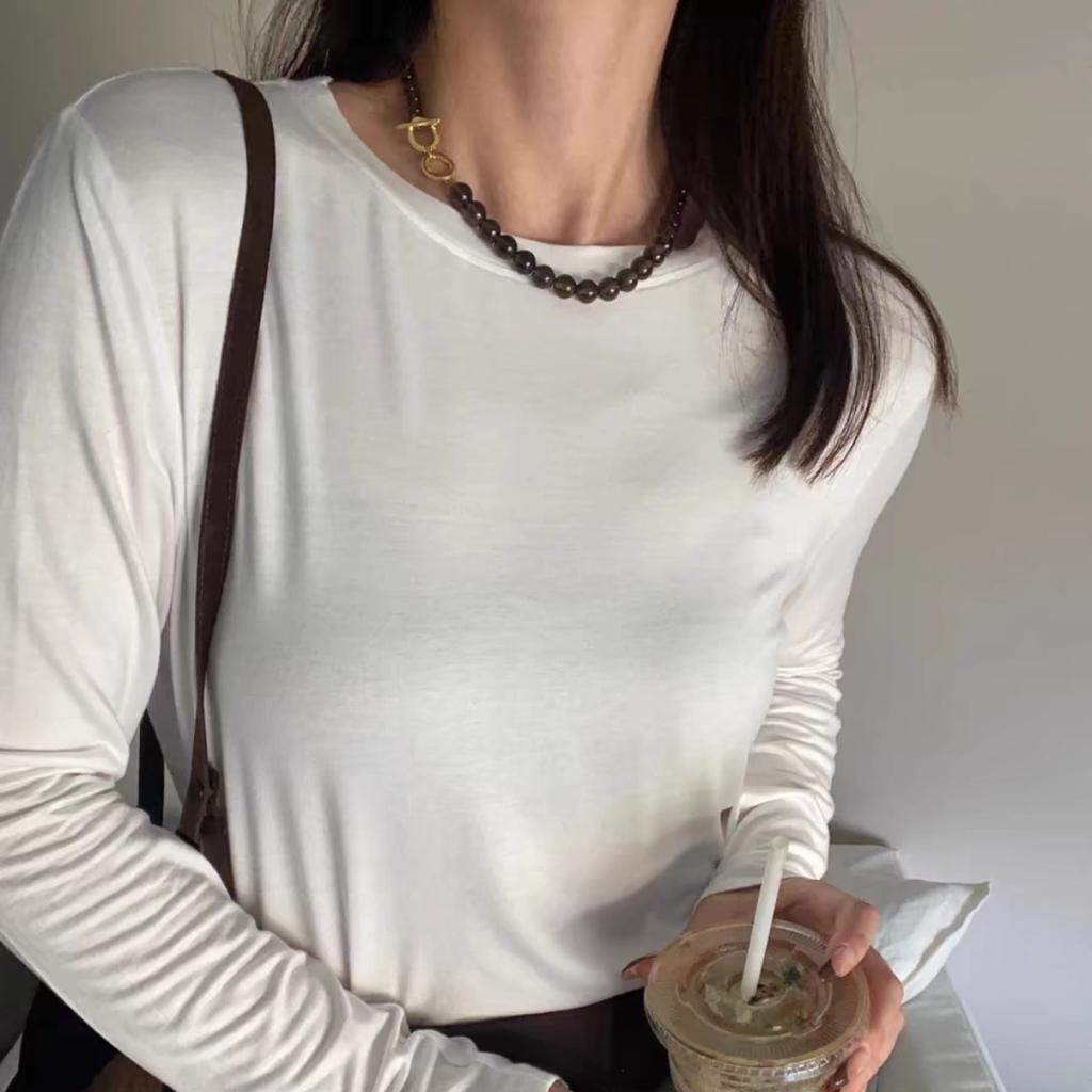 Autumn And Winter New Brown Glass Beaded Ot Buckle Collarbone Chain Fashion Commuting Must Enter Niche Fashion Simple Necklace Women