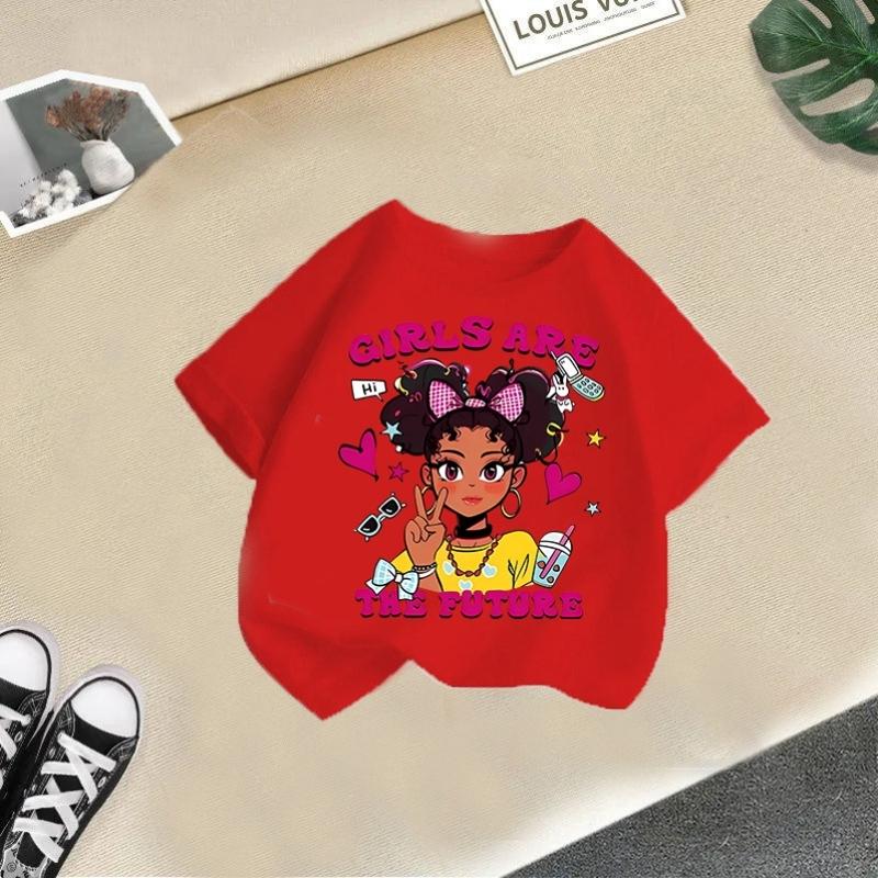 Girls' Short-sleeved T-shirt 2025 Summer New Loose Casual Girls' Top Children's Summer Wear
