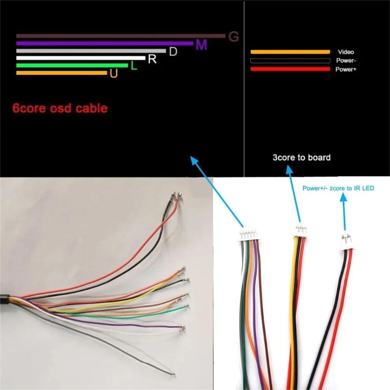 11 Pin CCTV Camera Connection Cable With OSD Menu Button Power Supply And BNC Video Output