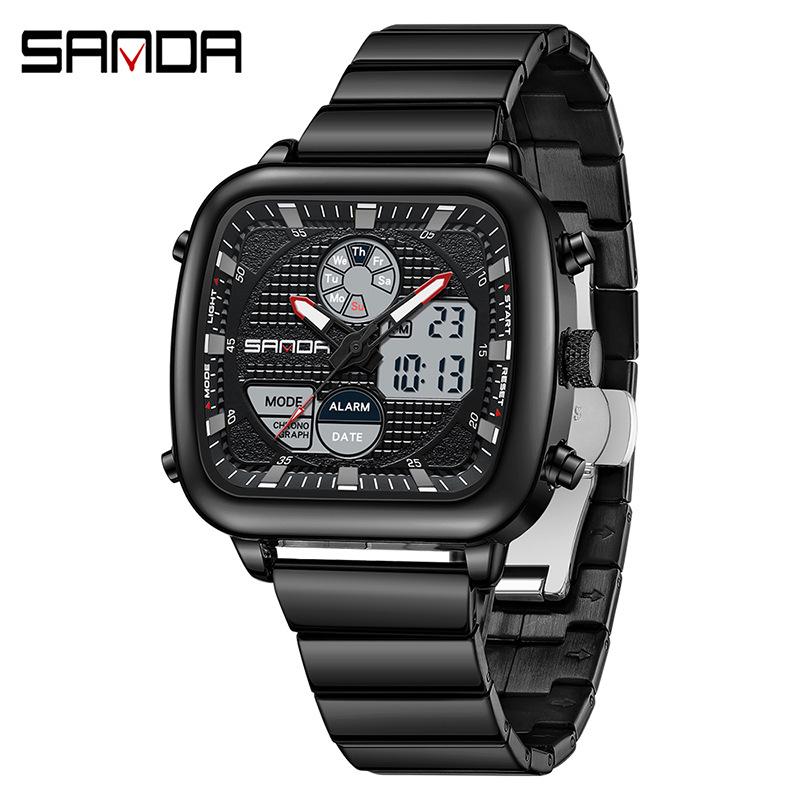 Sanda Multifunctional Men's Luminous Waterproof Electronic Alarm Watch