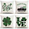 Green Letter St. Patrick's Day New Home Soft Decor Linen Pillow Cover Cushion Cover