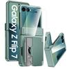For Samsung Galaxy Z Flip 7 with Card Holder [RFID Blocking] & Hinge Protection & HD Screen Protector,Rugged Anti-Scratch Phone Case-Mint Green