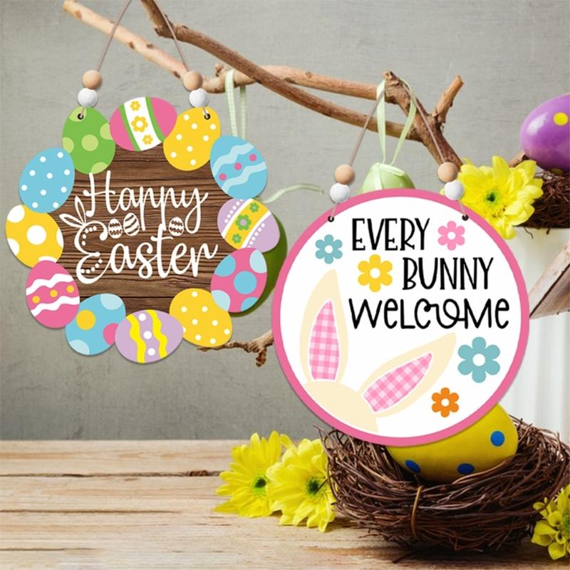 Easters Door Sign Offering Color Easters Party Supplies Wood Door Ornament Suitable for Home Office and Shop Decorations