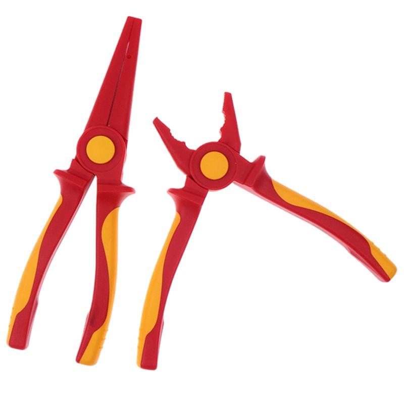 A25F-Insulated Pliers For Electrical Work- Non-Slip TPE Handles& Jaws 1000V Voltage Protection For Cutting And Gripping