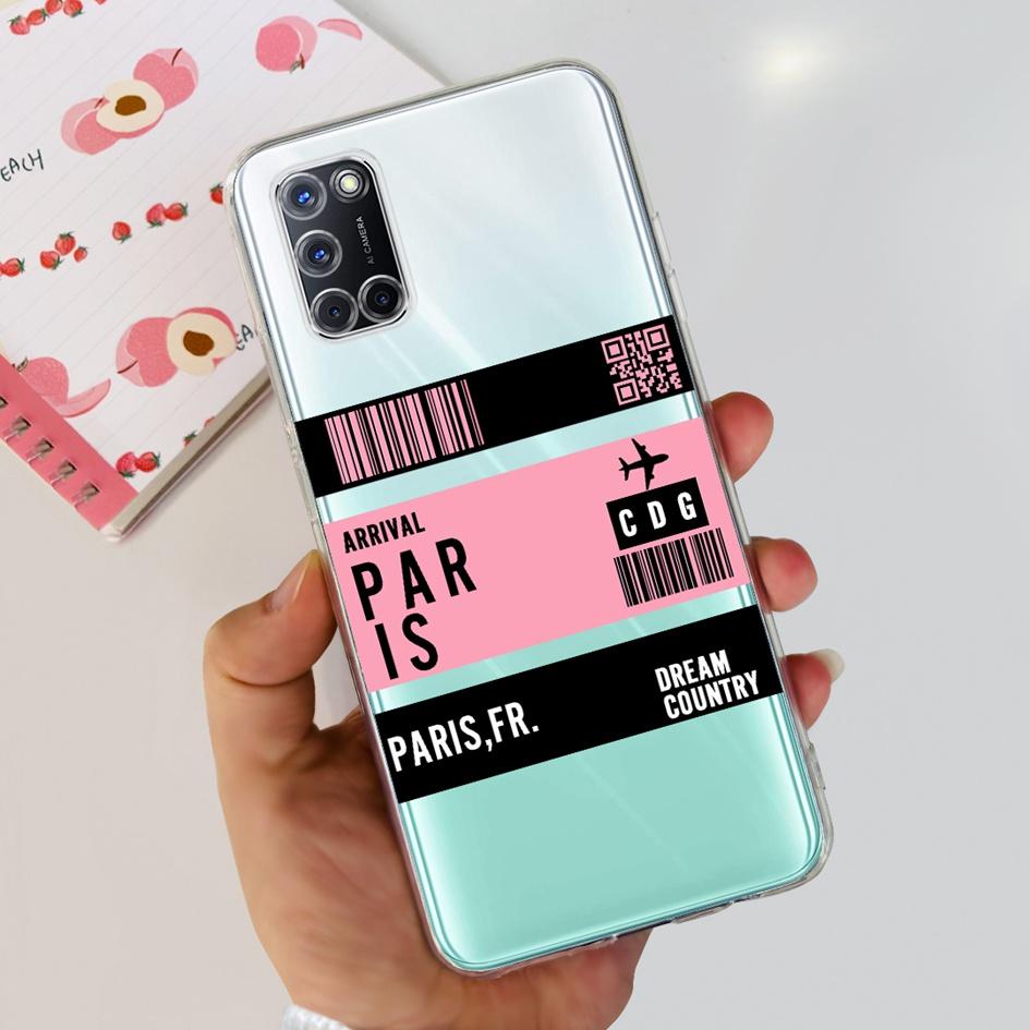 For OPPO A52 Case OPPOA52 CPH2069 A 52 Flower Phone Case Fashion Transparent Silicone Soft TPU Back Cover For OPPO A72 A92 Coque