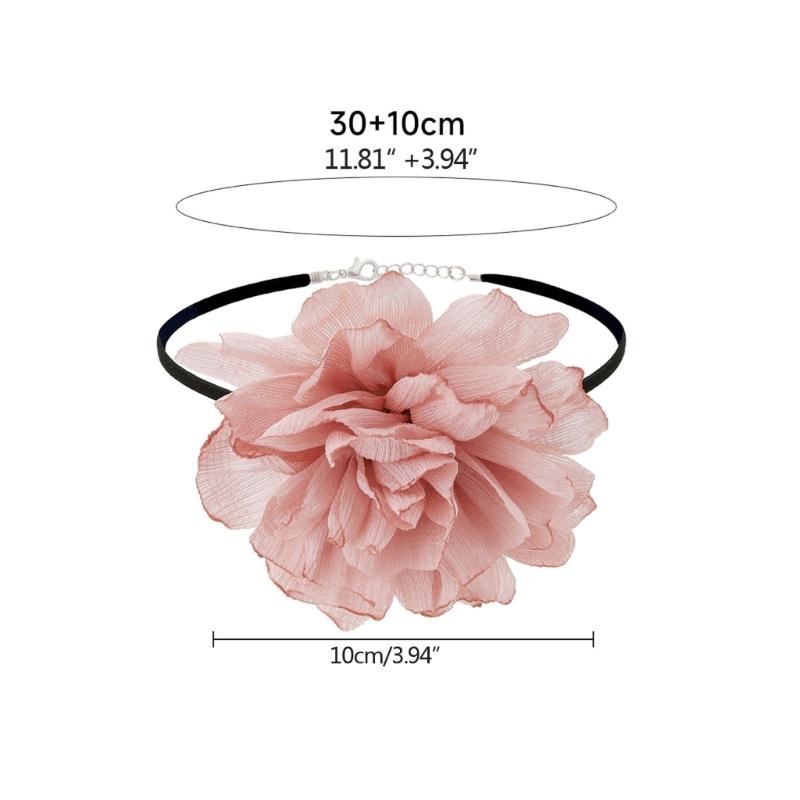 Big Flower Collar Choker Necklace Gothic Lolita-Black Collarbone Chain Necklace Jewelry Ornament Perfect Christmas-Decor