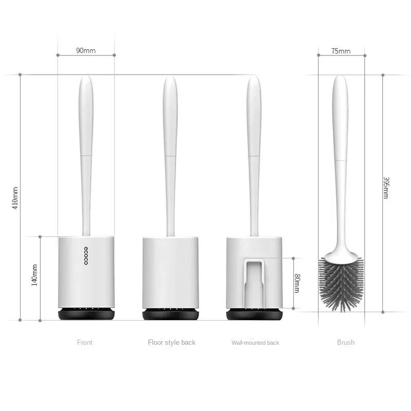 Perie de toaletă cu cap din silicon Instrument de curățare cu scurgere rapidă Perie de curățare pentru montare pe perete sau pe podea Accesorii pentru baie