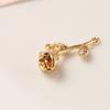 Gold three-dimensional diamond-set rose accessories DIY stud earrings necklace zircon pendant, handmade bracelet pendant material