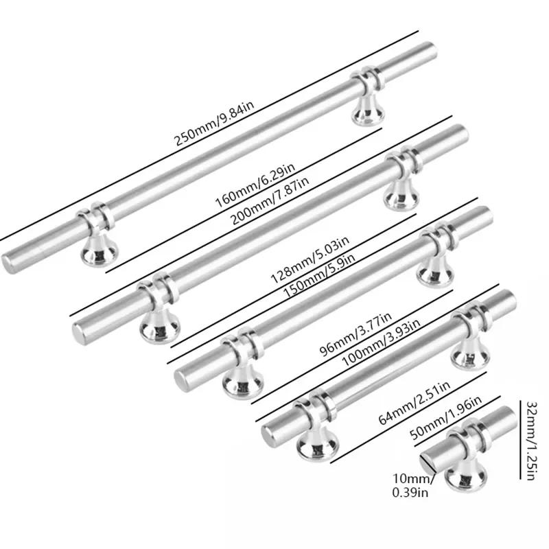5Pcs Stainless Steel Cabinet Pulls Kitchen Cabinet Handles Kitchen Cabinet Knobs Silver Cabinet Pulls Cabinet Hardware T Bar