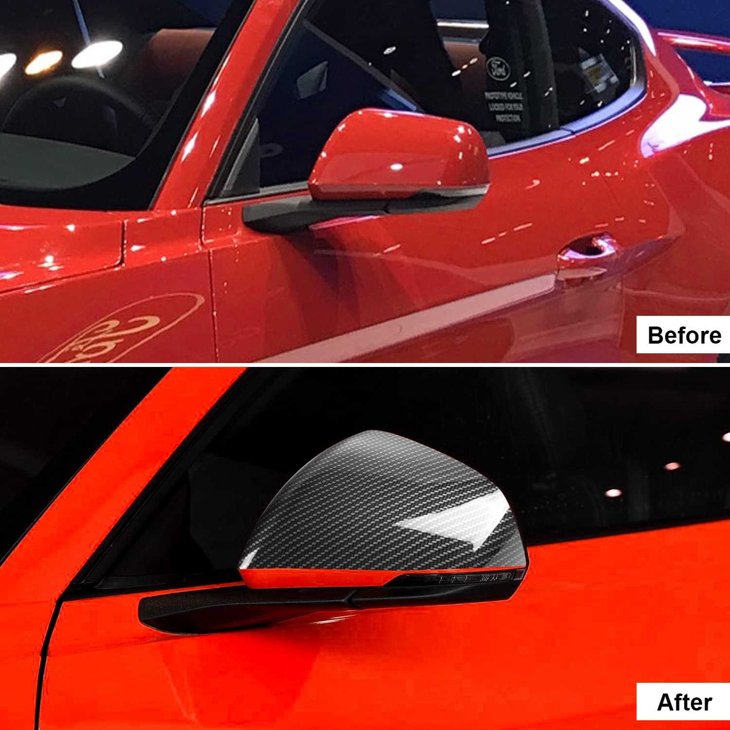 

CheroCar Side Door RearView Mirrors Cover Rear View Mirror Caps Trim for Ford Mustang 2015 2016 2017 2018 2019 2020 2021 2022 2023 2024 2025,Carbon