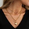 Sweet Fashion Multi-layered Heart-shaped Pendant Necklaces for Women Trendy Layered Round Bead Necklace Jewelry Accessory