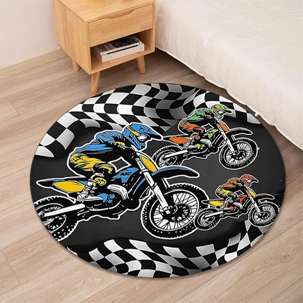Off Road Motorcycles Printed Round Rug Carpet Chair Rug Area Rug Entryway Doormats,for Office Chair Living Room Bedroom Kitchen Room.