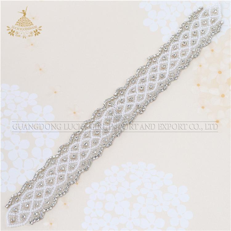 Hot Selling Handmade Crystal Rhinestone Appliques Easy to Apply Iron-On Bridal Wedding Dresses Sash Pearl Shape Crystal Stones