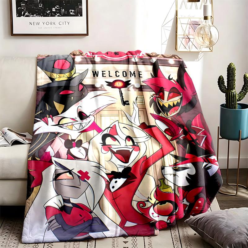 Hazbin Hotel Motiv Decke Geeignet für das Sofa Camping und Reisen Hergestellt aus Weichem Flanellmaterial Ein Ideales Geschenk für Anlässe Wie Geburtstag