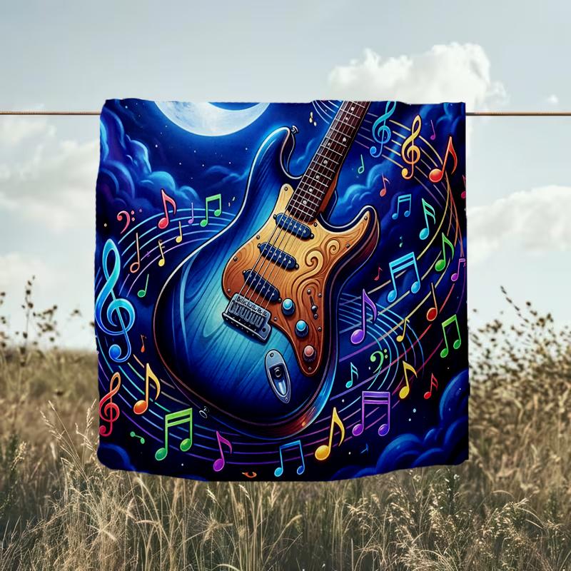 1PC Custom Name "Night Sky Guitar Melody" flannel blanket versatile,all-season throw suitable for the living room,bedroom,camping,travel,and gift