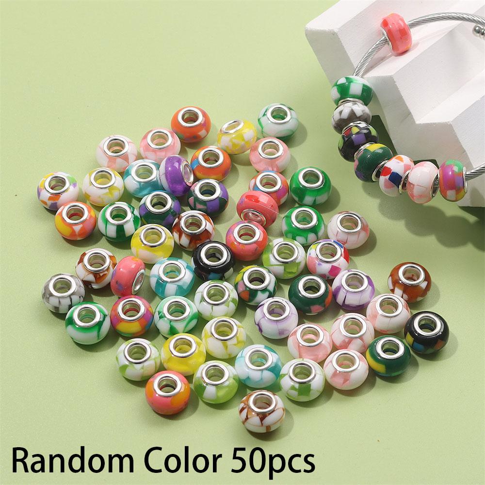 30/50/100pcs Jelly Color Mixed Garden Beads European Craft Beads Large Hole Interval Beads DIY Jewelry Bracelet Necklace Jewelry Making