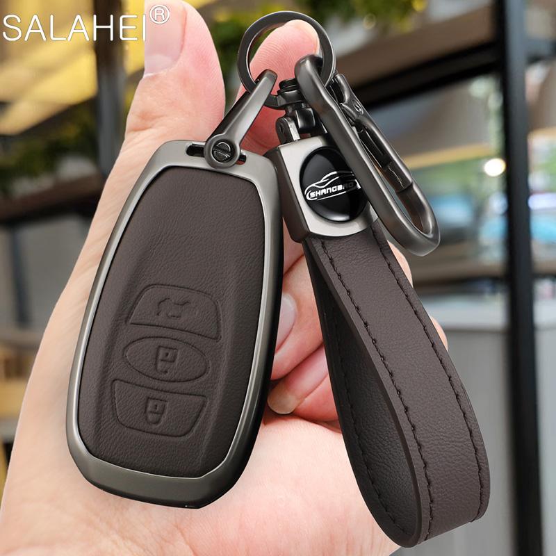 Leather Car Key Case Cover For Subaru Brz Sti Xv Sv Forester Legacy Outback Crosstrek Impreza Wrx Ascent Keychain Accessories