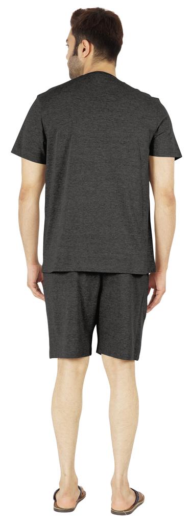 Inkmeso Solides Baumwoll-2-teiliges Nachtwäsche-Set Sommer-Shorts und T-Shirt-Set für Herren Schlafbekleidung Klassischer Pyjama