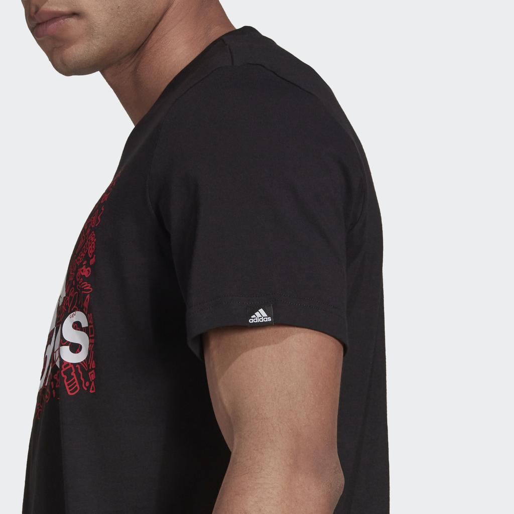 Adidas Graffiti Print Logo Sports Short Sleeve T-Shirt Men Tops Black GS6285