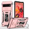 For Google Pixel 9 Pro XL 8 7 Pro Case with Slide Camera Cover, 360° Magnetic Ring Kickstand Upgraded Military Grade Shockproof