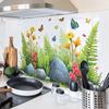 Watercolor Grass Flowers and Butterflies Living Room Entrance Skirting Decoration Wall Stickers
