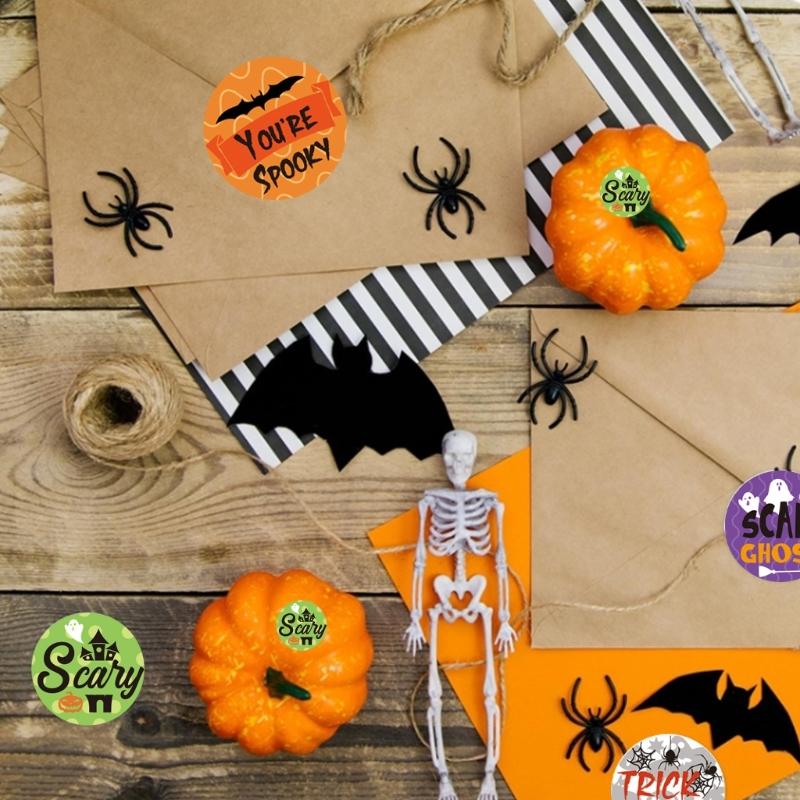 Adhesive Halloween Seal Candy Bag Closures Sticker Roll Envelope Paster For Parties Treats And Festives Decorations