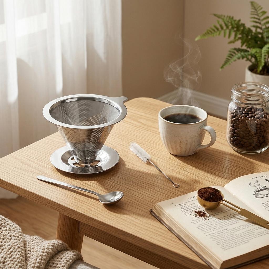 Coffee Stainless Steel Filter, Hand Brewed Coffee Funnel