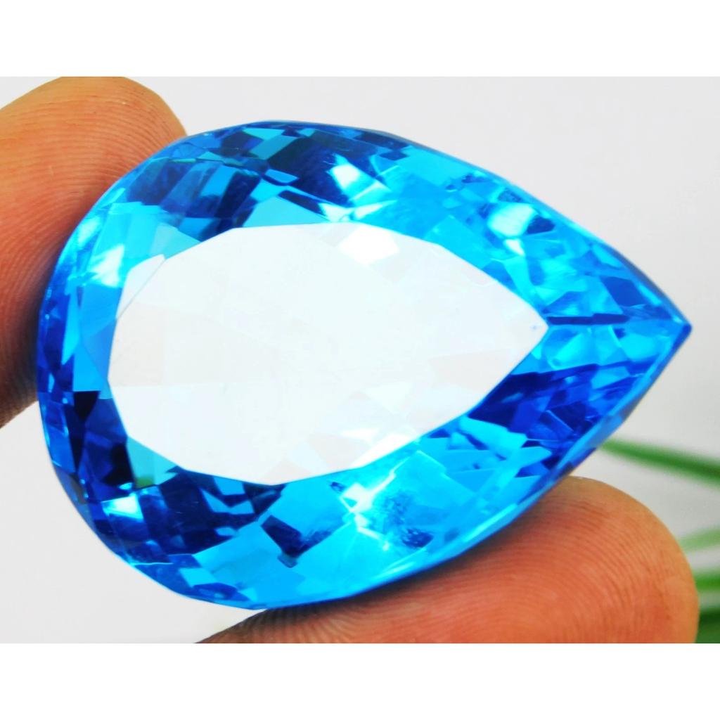 CERTIFIED 169.25 Ct Natural Santa Maria Blue Aquamarine Pear Cut Gemstone
