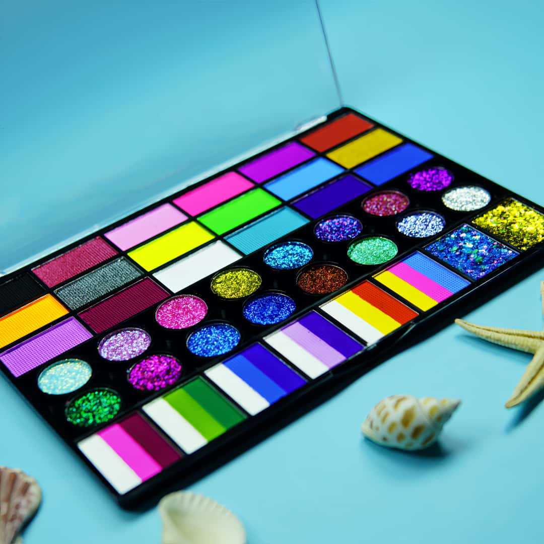 

Набор красок для лица и тела с блестками, 54 цвета, для детей - Идеально подходит для фестивалей и сценических эффектов