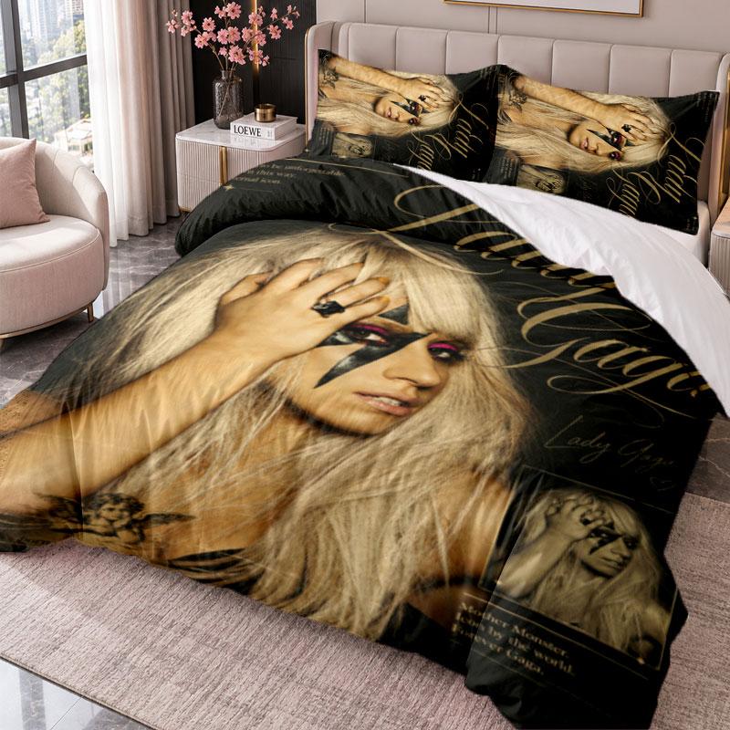 Lady Gaga 3Pcs Bedding Set Duvet Cover With Two Pillowcases For Bedroom Home Decoration