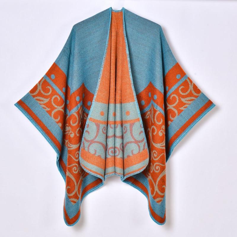 New women's shawl Yunnan travel photo wear cloak retro imitation cashmere split shawl