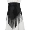 Women Retro Tassel Waist Belt Wide Corset Belt with Triangle Fringe for Shirt Dress Coat Decoration Fashion Accessory