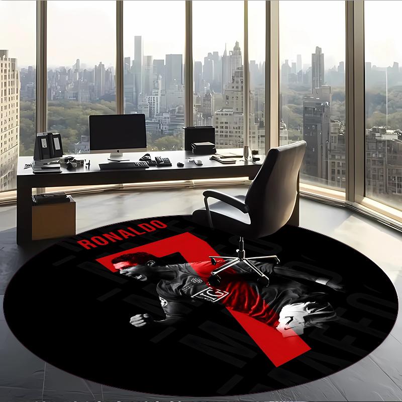Ronaldo (14) Round Office Rug Decorative Floor Rug for Office Bedroom Living Room and Home Space