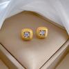 Square Zircon Minimalist Stud Earrings Cold Men'S And Women'S Earrings Personality Temperament Banquet Earrings