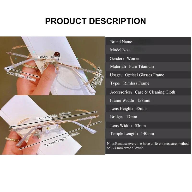 Women Rimless Presbyopia Glasses Anti Blue Light Diamond Cut Reading Eyeglasses Finished Optical Eyewear Diopter +1.0 To +4.0