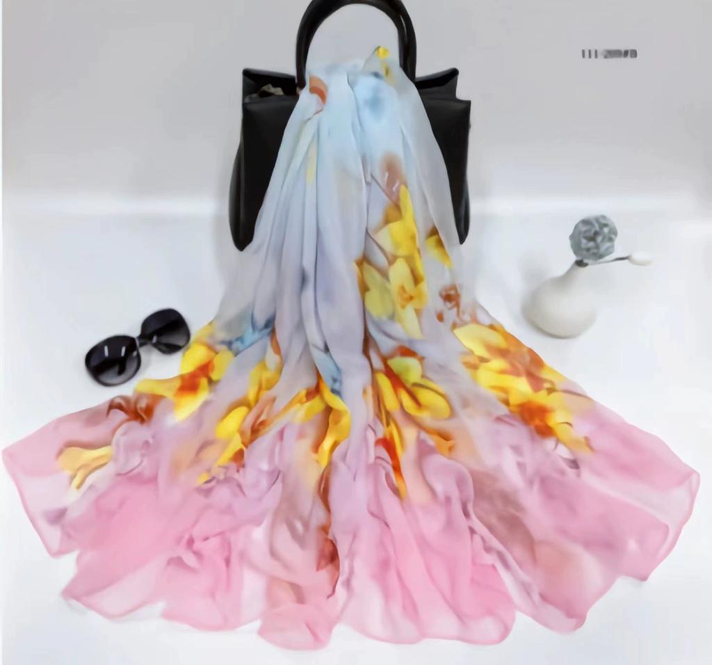 Silk Scarf Women Hijab Pashmina Long Beach Stoles Shawl Wrap Headbands Spring Warm Scarves Bandana Ladies Neckscarf Foulard