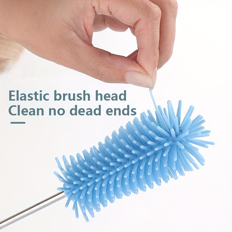 1pc Silicone Rotating Cleaning Brush for Bottles and Cups Reusable, Manual Press-Action For Kitchen Use