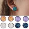 1 Pair Ear Stud Decorative Colorful Stainless Round Shaped Rhinestone Ear Stud for Gift